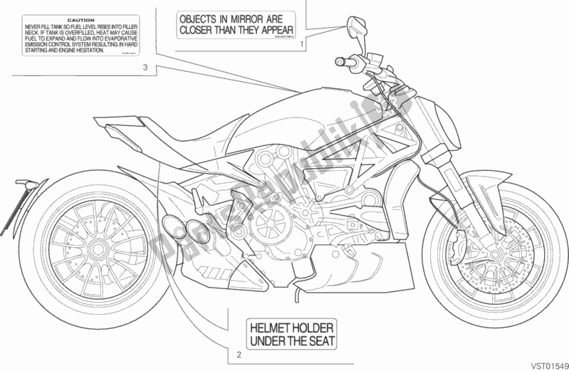 All parts for the Warning Labels of the Ducati Diavel Xdiavel USA 1260 2018